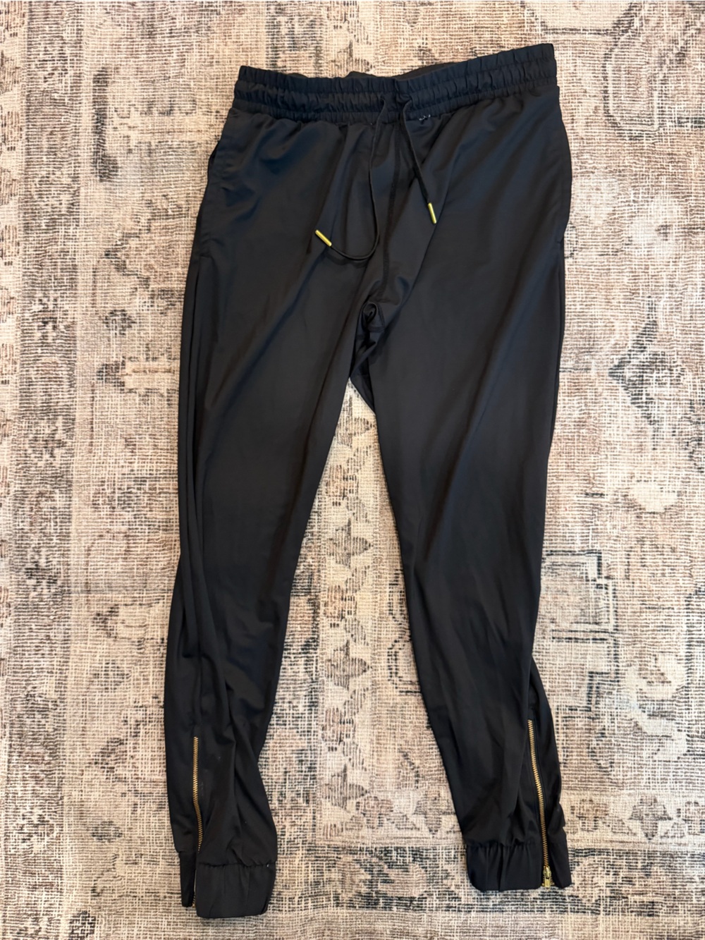 ZYIA Black Track Joggers with Yellow Accent Tips